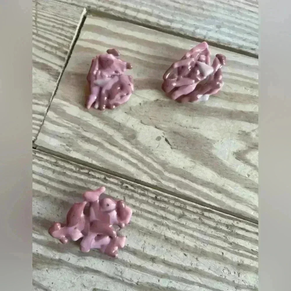 Handmade pottery earrings & pin